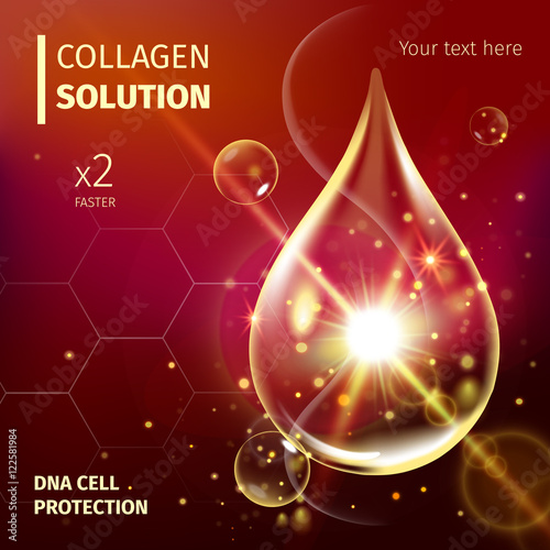 Collagen Serum and Vitamin Background Concept Skin Care Cosmetic.