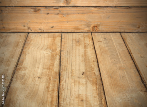 Wooden floor and wall for background texture.