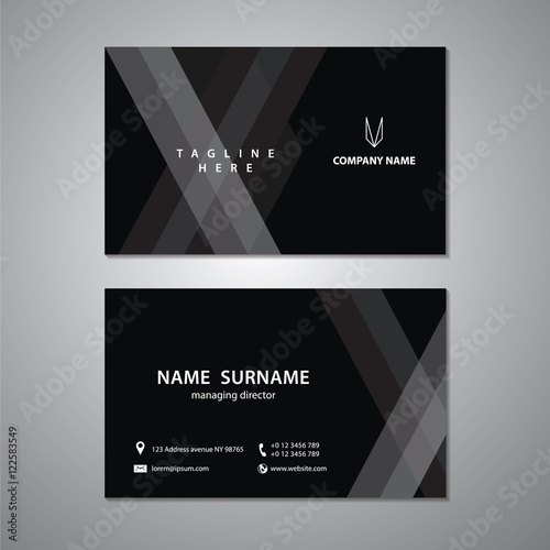 Black and white business cards set vector design template