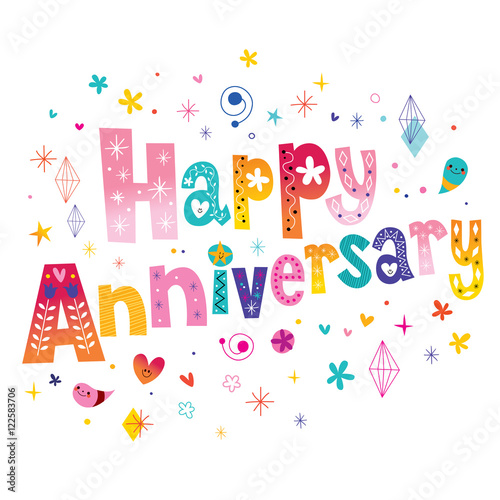 Happy Anniversary celebration decorative lettering text design
