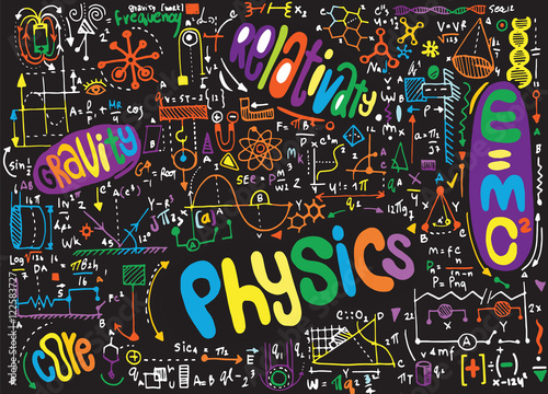 Physical formulas and phenomenon. hand-drawn illustration. scien