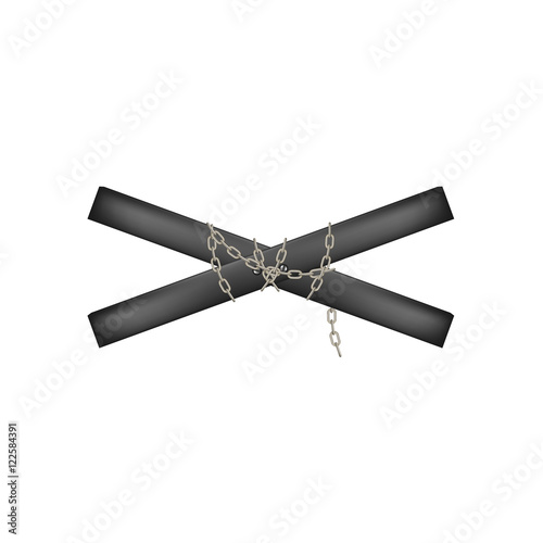 Wooden crossbar in black design connected by chain