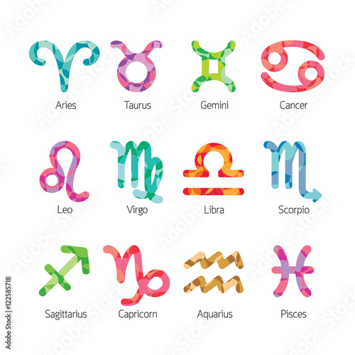 Zodiac Signs Icons Set, Astrological, Constellation, Western, Fortunetelling, Lifestyle