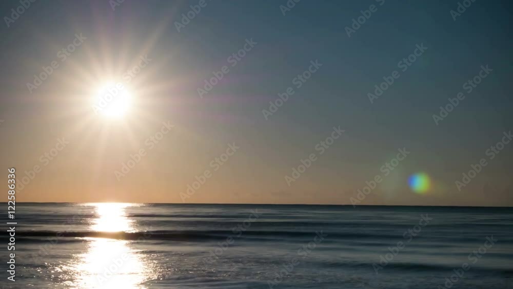 
4k.Sea  or ocean landscape with sunbeams. Time lapse  without birds.

