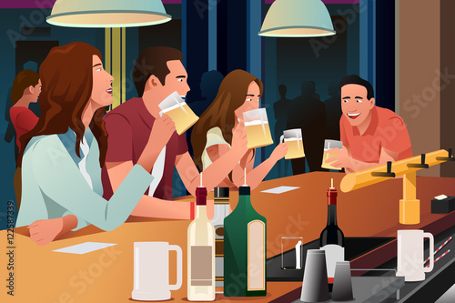 Young People Having Fun in a Bar
