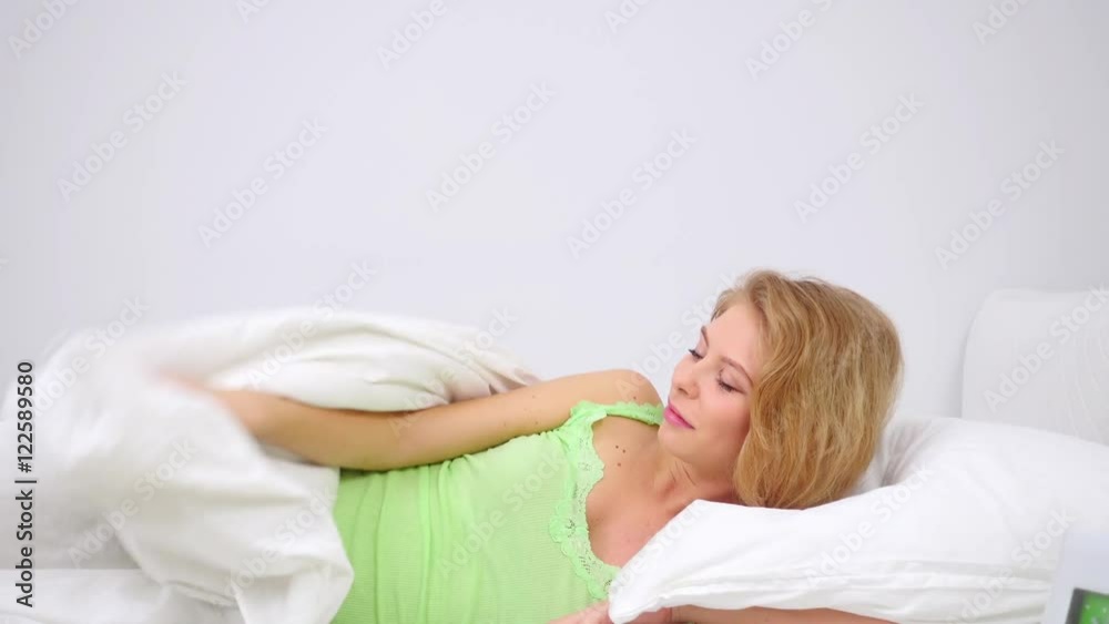 Beautiful young woman awakening Beautiful young woman awakening