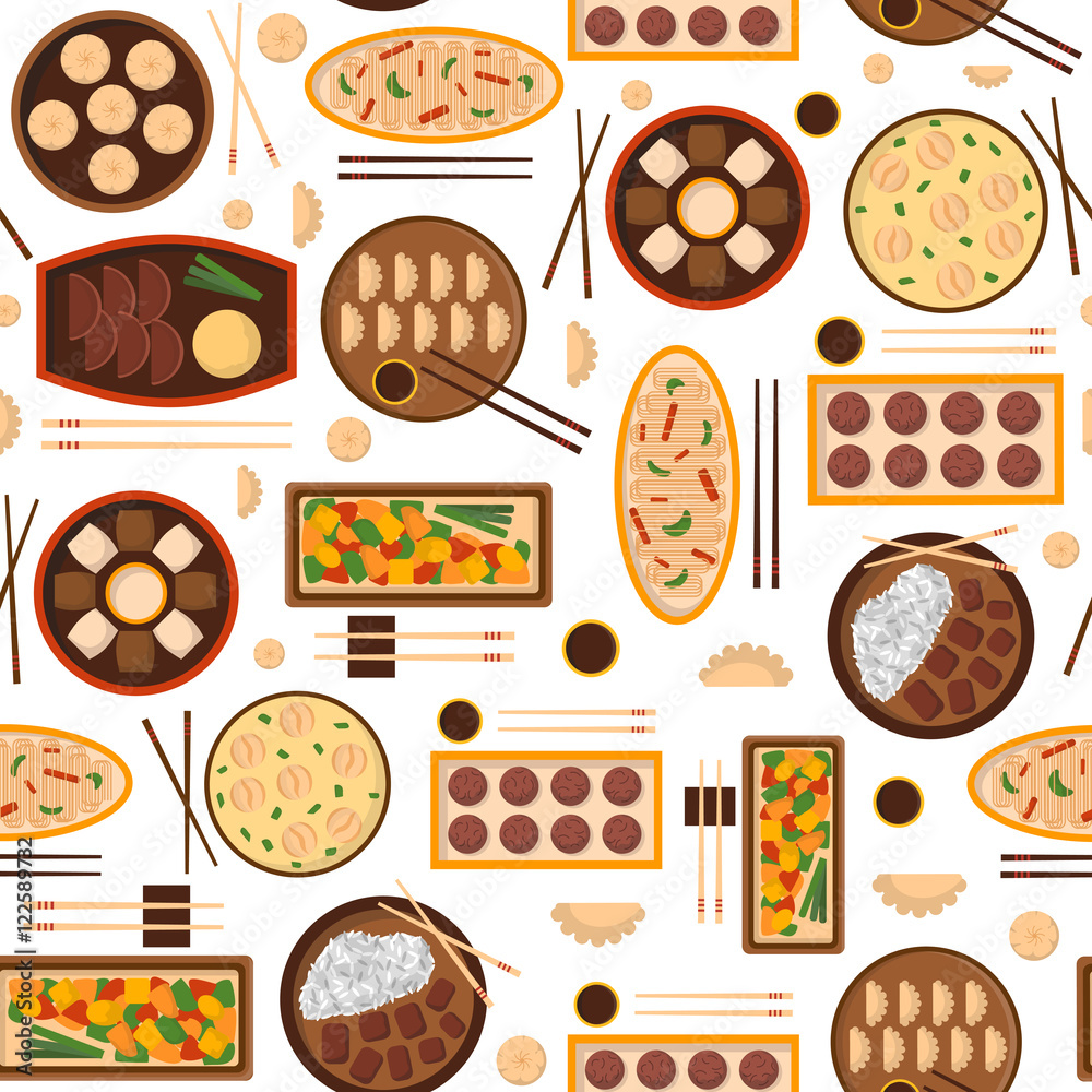 Vector cartoon chinese cuisine food background