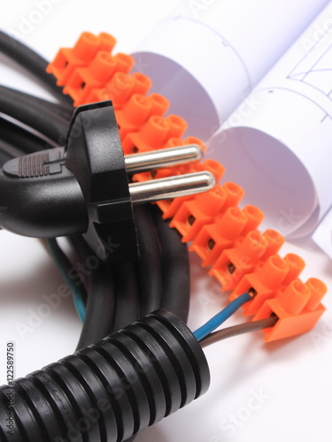 Components for electrical installations and rolls of diagrams