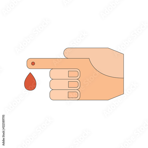 Vector flat human hand with blood drop