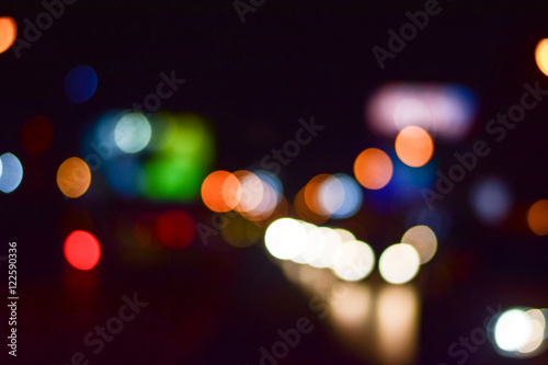 Abstract blurry traffic road bokeh light view from inside a car © teerapong