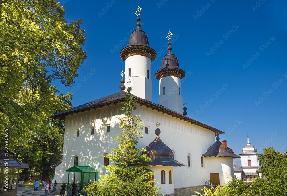 Varatec orthodox church monastery protected by unesco heritage, Agapia town, Moldavia, Bucovina, Romania