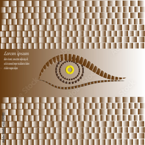 Design brown background or  logo
Abstract Projects , author  seeing eye with the effect of 2D parallel symmetrically text shadow eps10 vector illustration gray black square rectangle pattern Stock
