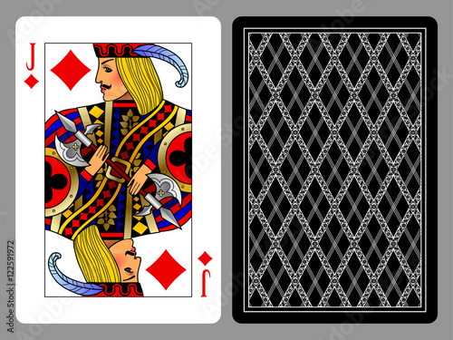 Jack of Diamonds playing card and the backside background