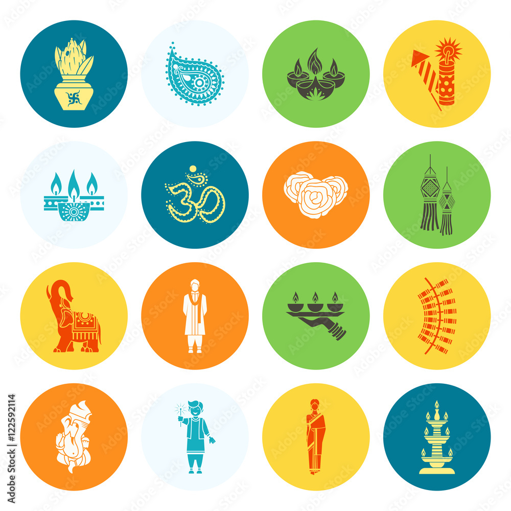Diwali. Indian Festival Icons Diwali. Indian Festival Icons