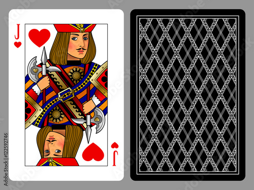 Jack of Hearts playing card and the backside background