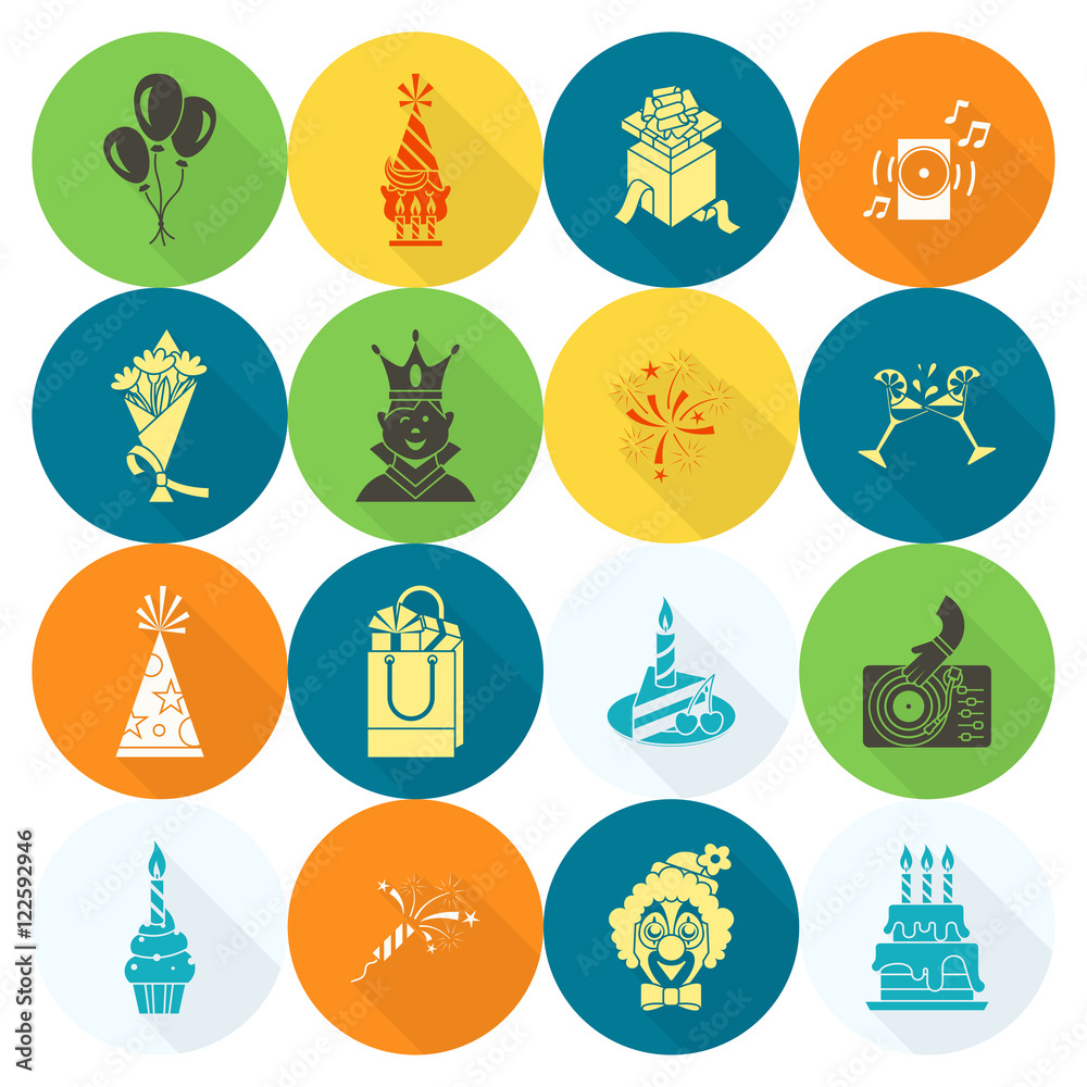 Happy Birthday Icons Set Happy Birthday Icons Set