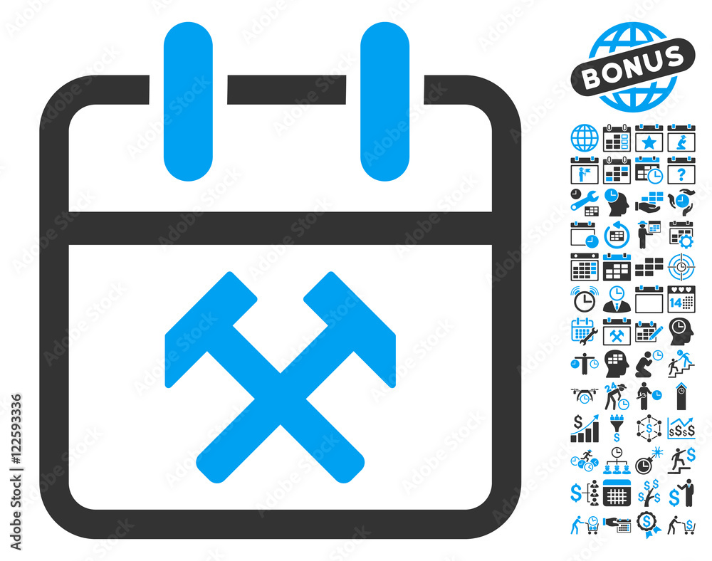 Working Day pictograph with bonus calendar and time management symbols ...