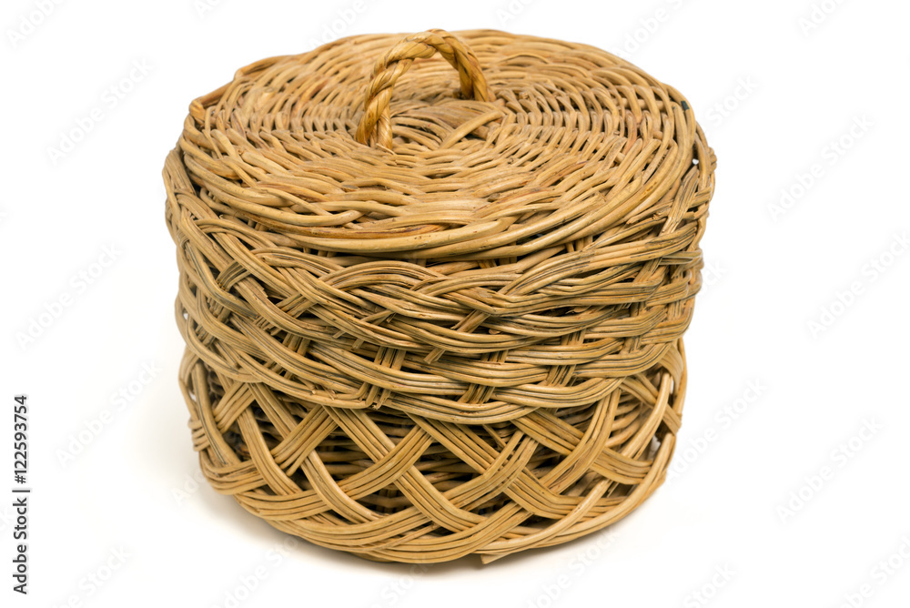 wicker basket isolated on white background