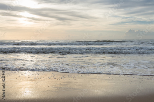 Fototapeta Naklejka Na Ścianę i Meble -  beautiful summer sea, sunshine on sand beach background