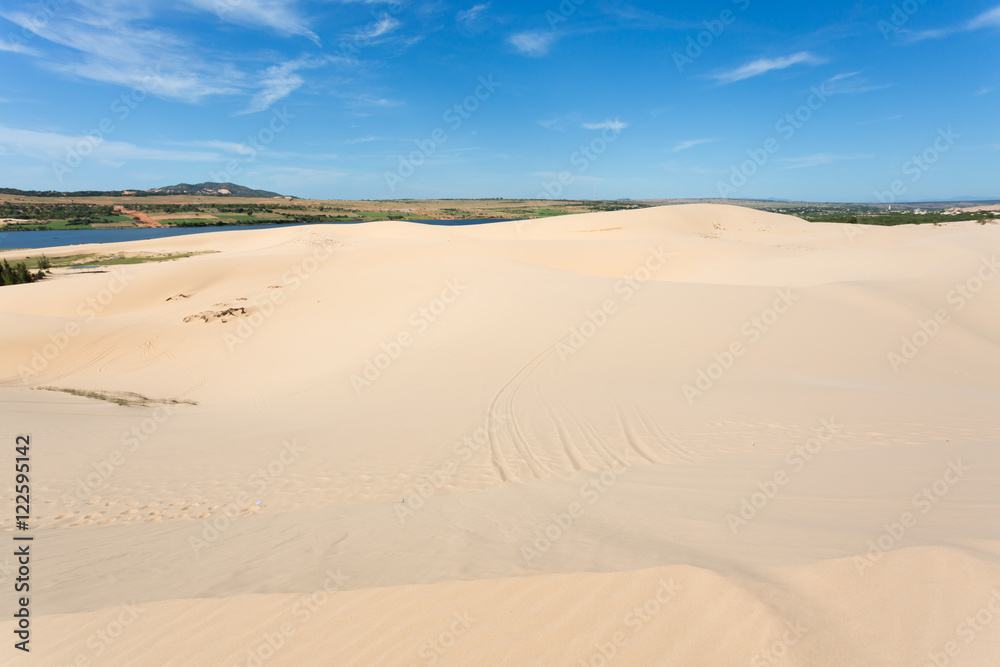 white sand dune desert in Mui Ne, Vietnam