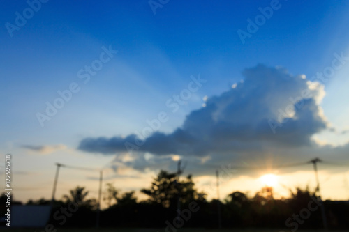 image blur background, beautiful sun light on clear blue sky