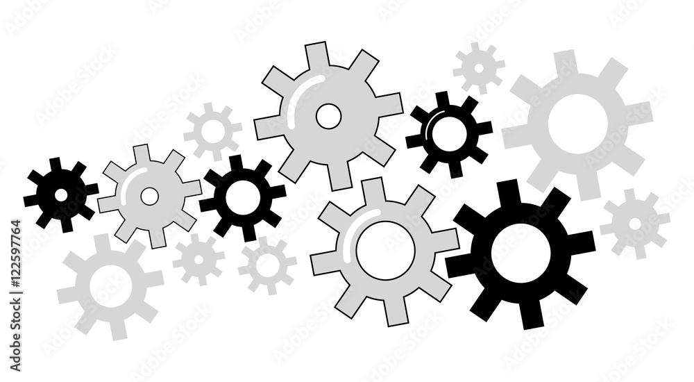 Icon mechanism of gears. Vector Line flat Icon mechanism of gears. Vector Line flat