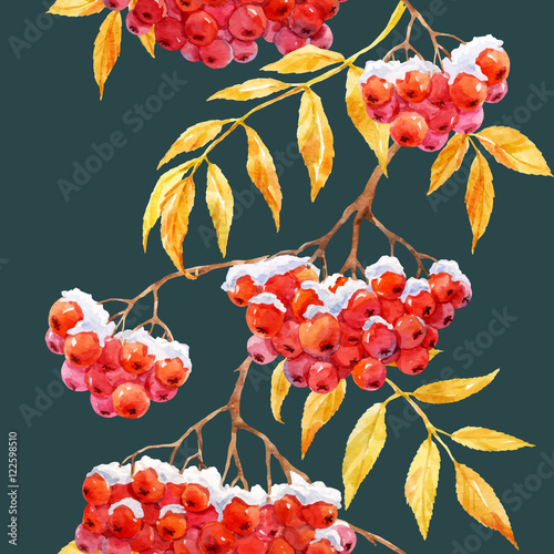 Watercolor rowan pattern