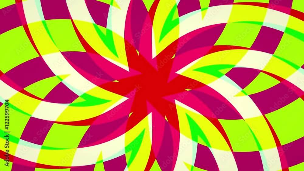A colorful abstract radiating pattern rotating loop.