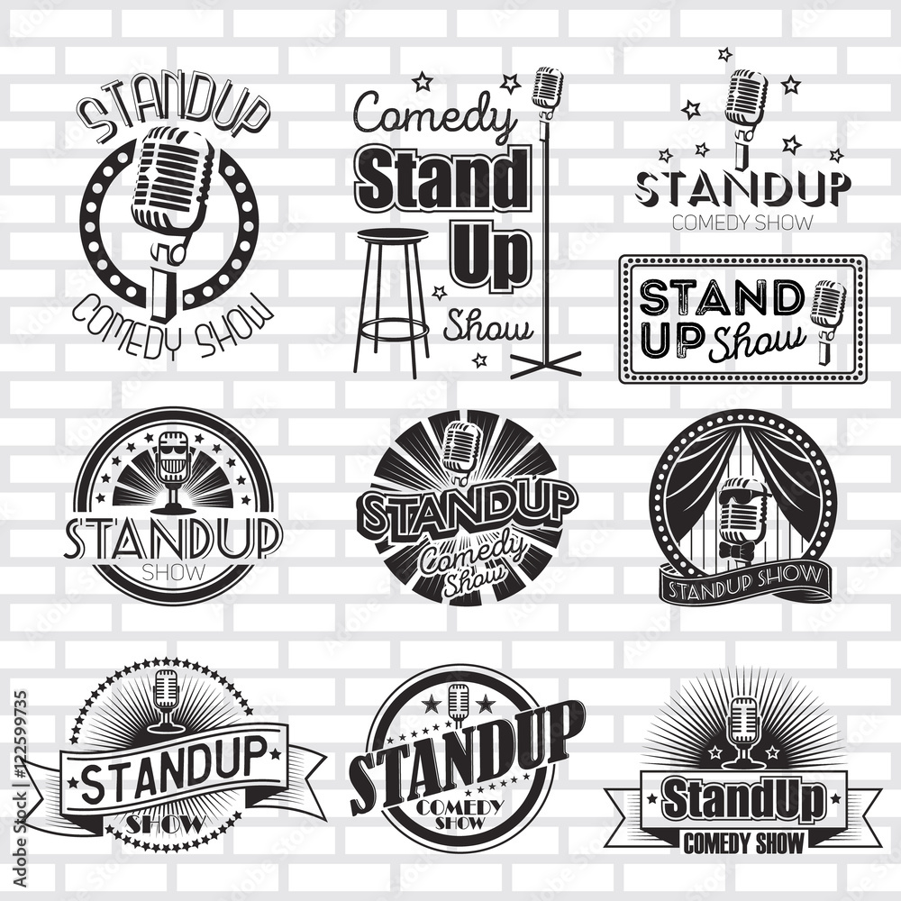 Fototapeta premium Standup comedy show vector labels design