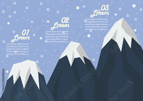Step of three mountain peak infographic