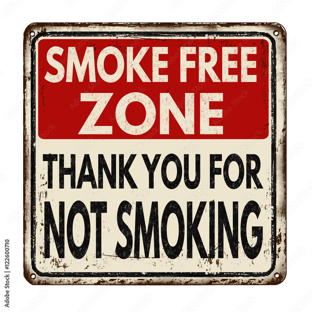 Smoke free zone.Thank you for not smoking vintage metal sign
