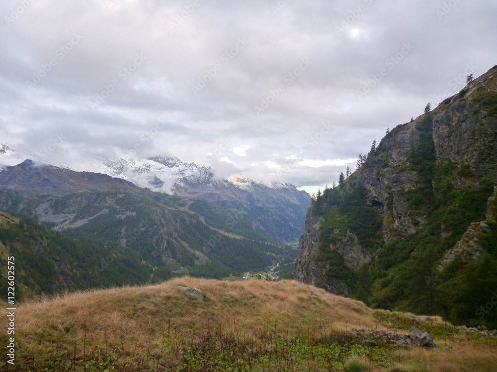 romantic alpine landscape in the autumn