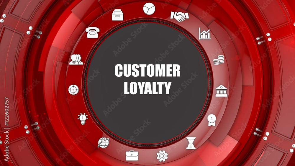 Naklejka premium Customer loyalty concept image with business icons and copyspace.