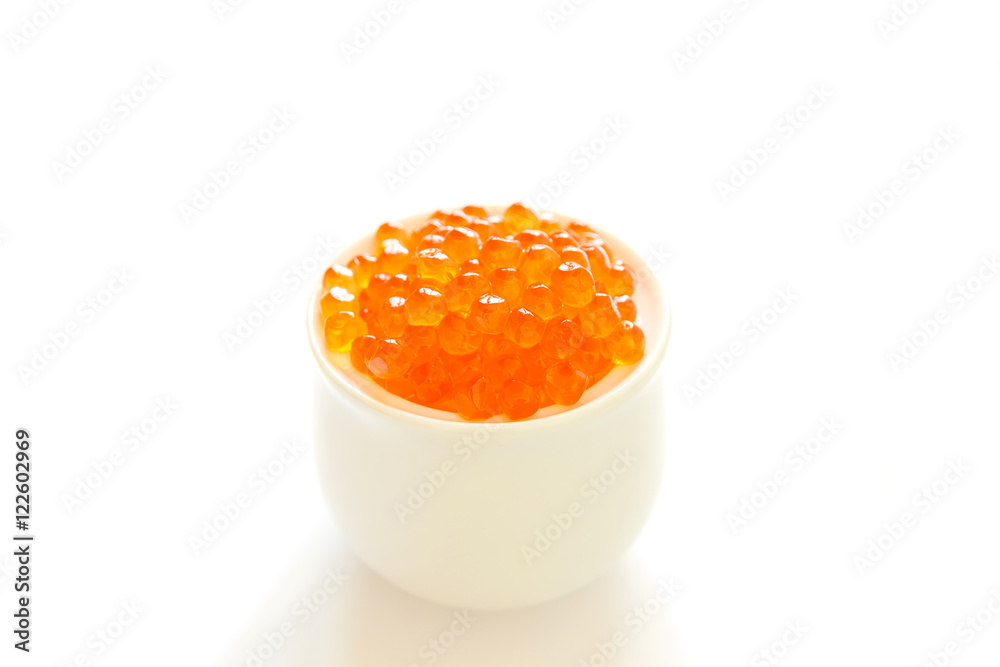 Red caviar in cap on white background, isolated Red caviar in cap on white background, isolated