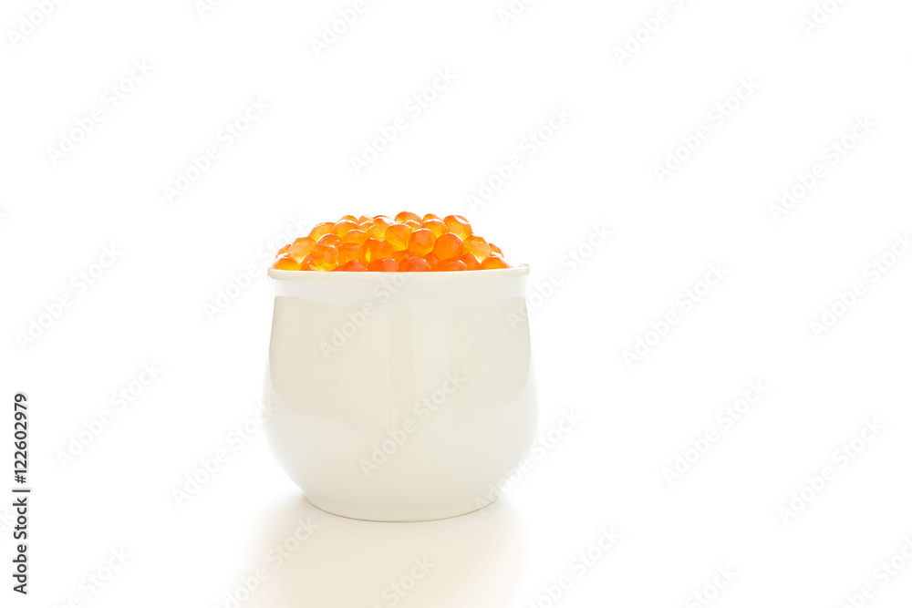 Red caviar in cap on white background, isolated Red caviar in cap on white background, isolated