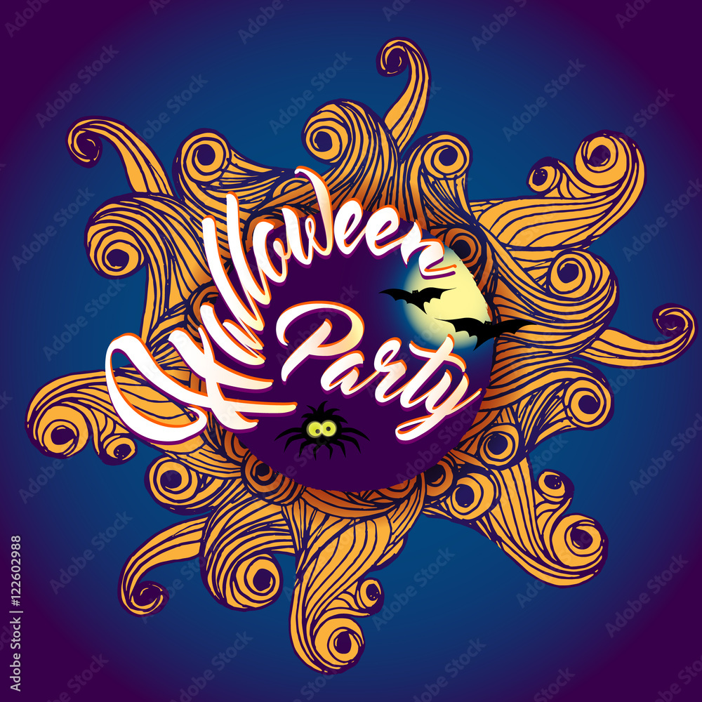 Happy Halloween Party Lettering with Spooky Background Happy Halloween Party Lettering with Spooky Background