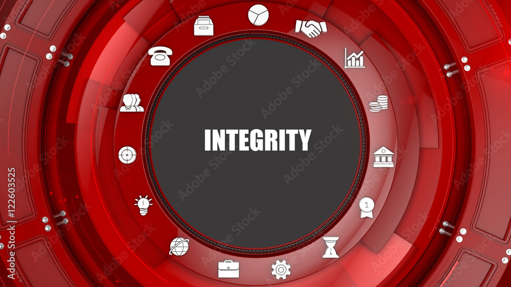 Integrity concept image with business icons and copyspace Integrity concept image with business icons and copyspace