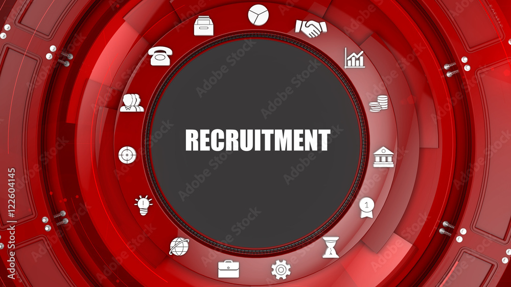 Naklejka premium Recruitment concept image with business icons and copyspace