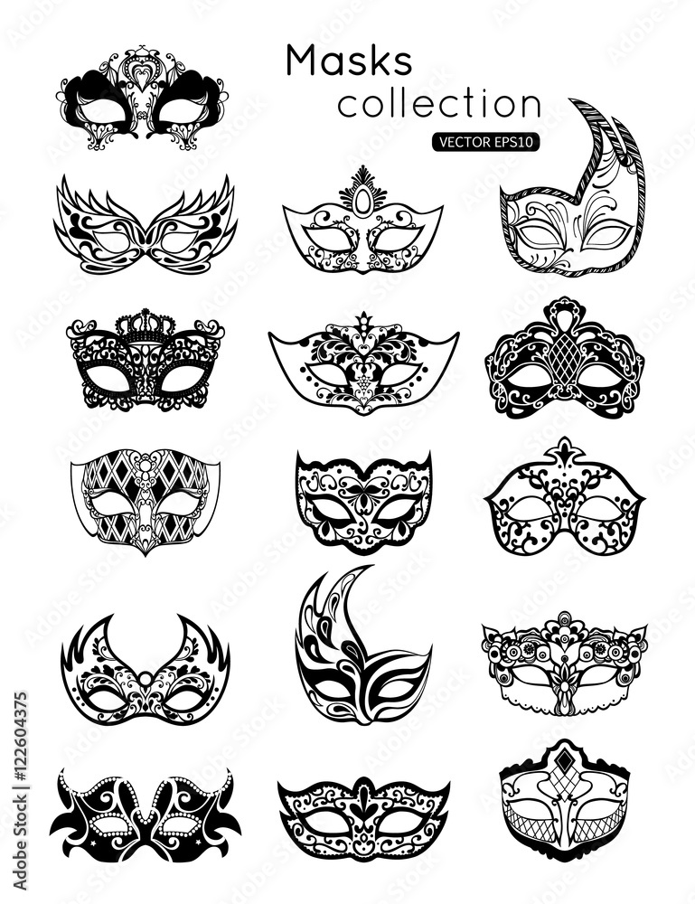 Set of party carnival masks icon isolated on white background. Vector illustration eps 10 format. Set of party carnival masks icon isolated on white background. Vector illustration eps 10 format.