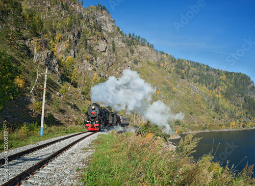 Old steam locomotive in the Circum-Baikal Railway