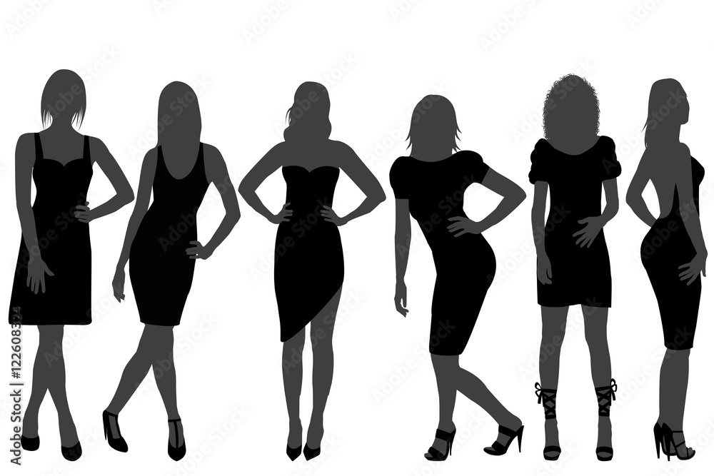 Women silhouettes with rainbow color dresses Women silhouettes with rainbow color dresses