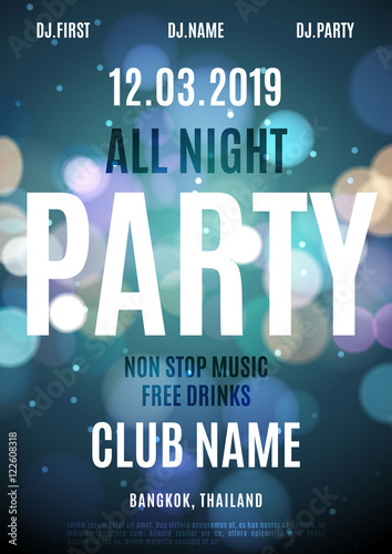 All night party bright neon color banner background