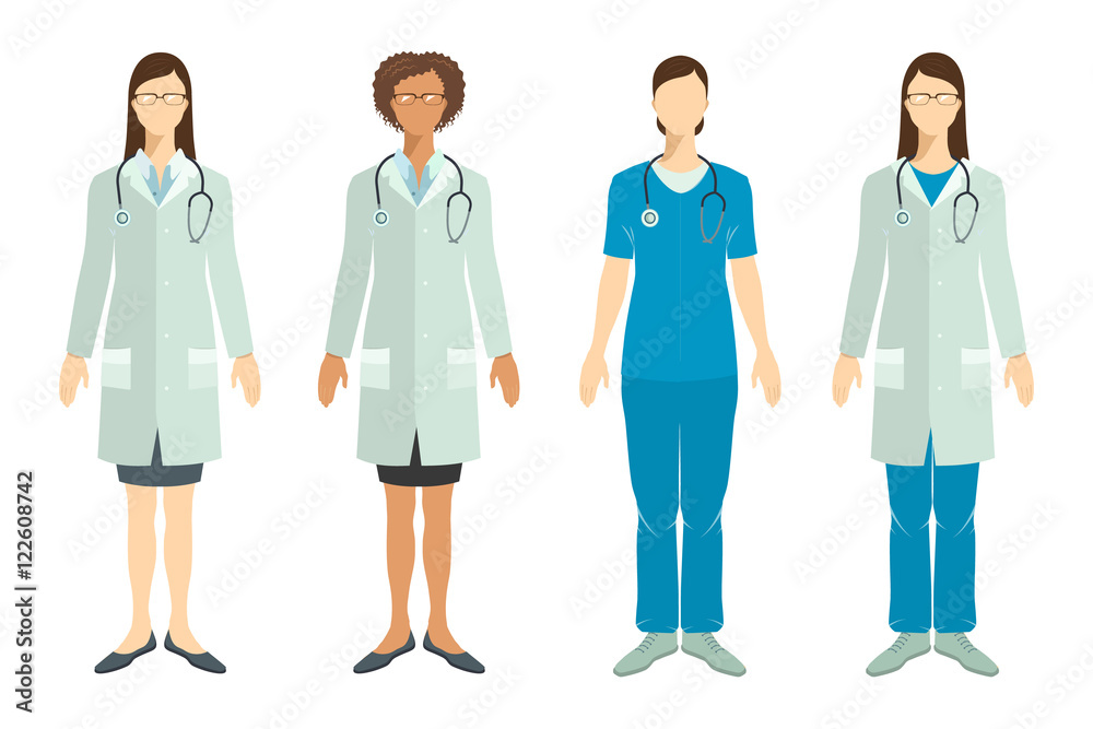 Set of doctors in flat style.