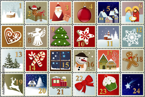 Advent Calendar with Christmas stamp collection