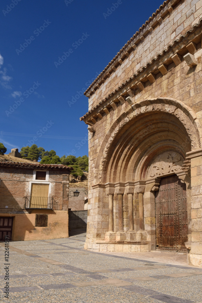 Romanesque portal of the church of San Miguel, Doroca, Zaragoza province,Spain