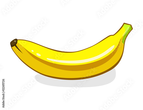 Banana. Single Ripe yellow Fruit. Vector illustration isolated on white background. Eco vegetarian food