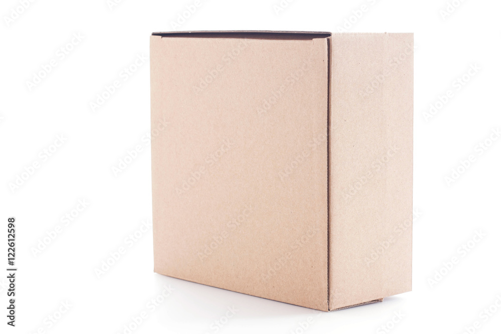 Closed cardboard box on white background. Closed cardboard box on white background.