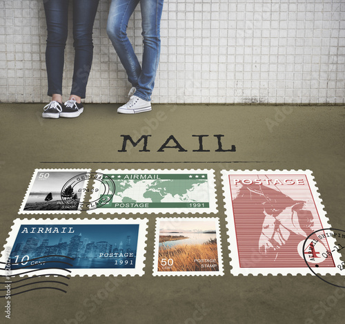 Postal Postage Mail Package Stamp Concept photo