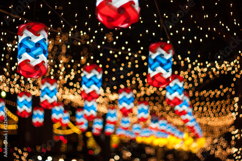 Christmas and New Year's celebrations, decorated with lights, Bokeh background.