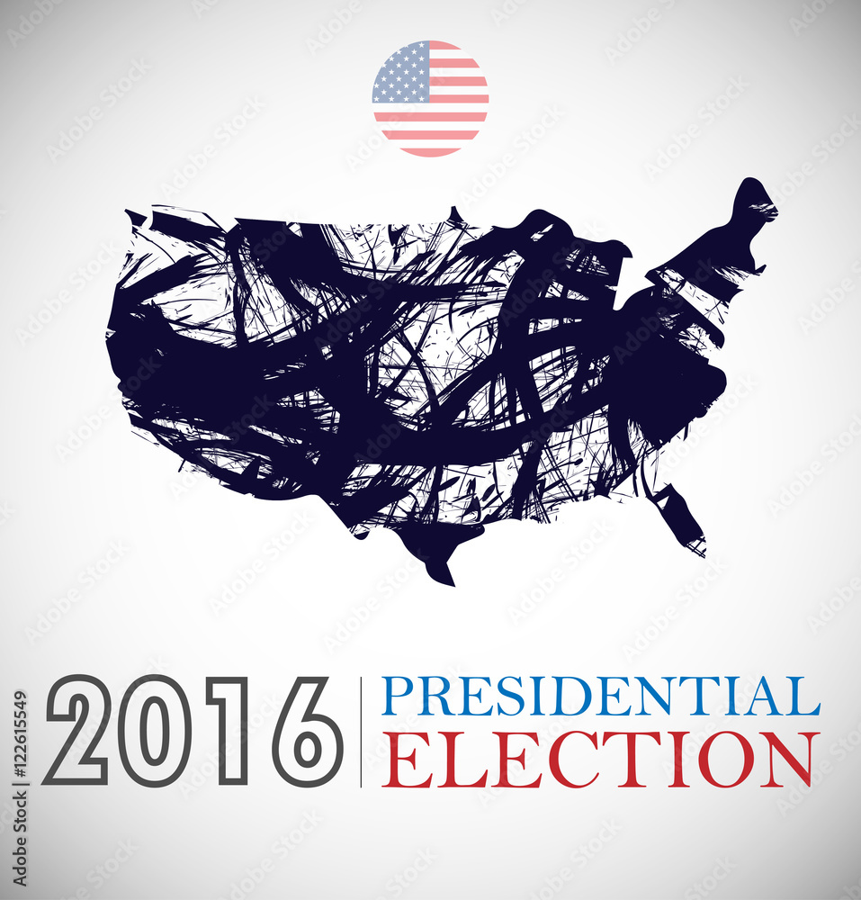 Digital vector usa presidential election 2016 with country flag and map